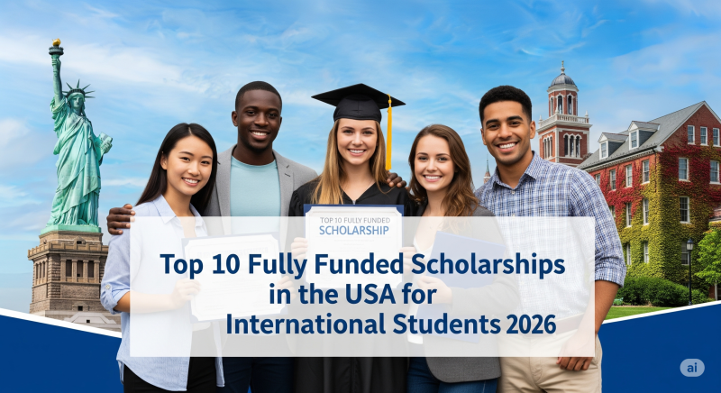 International students celebrating scholarships in the USA 2026’."