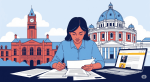 llustrated student applying for need-based scholarships 2026